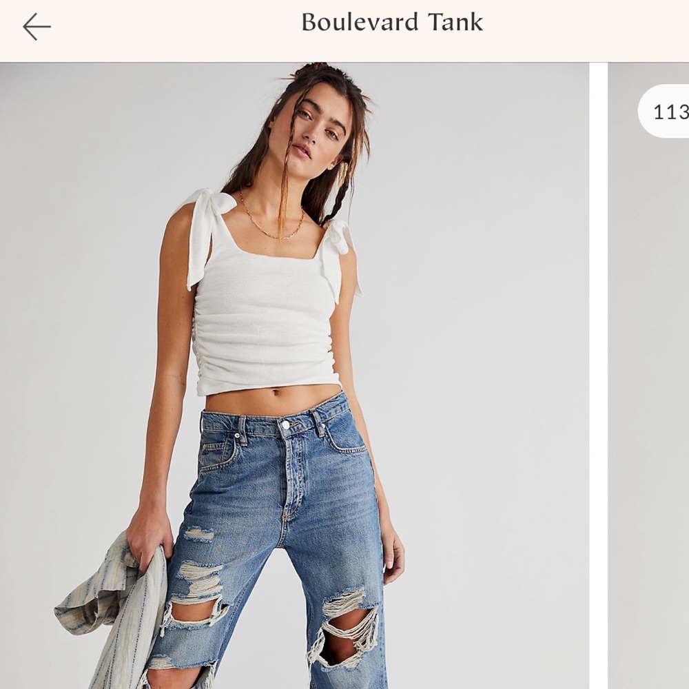 Free People White Boulevard Tank Top